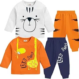 kuchipoo Kids Regular Fit Cotton T-Shirts and Pyjamas Set-picture-33