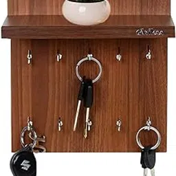 Anikaa Aldo Engineered Wood Wall Mounted Key Holder Stand with Shelf - (Walnut)Pack of 1-picture-26