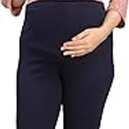 mamma's maternity Heavy Cotton Lycra Navy Blue Maternity Legging (Large) Tapered fit Maternity Track Pants Women-picture-27