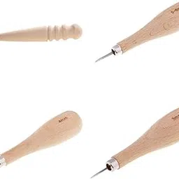 4pcs Wood Sewing Stitching Awl Leather Round Edge Slicker for Leather Craft-picture-34