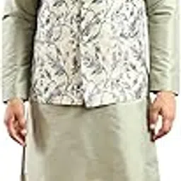 ethluxis Mens Traditional Ethnic Printed Jacquard Jacket with Kurta Pant Set, Floral Pattern, Multiple Colors Available-picture-10