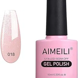 AIMEILI Shellac Soak Off UV LED Gel Nail Polish - Sparkle Grapefruit (018) 10 ml-image-4