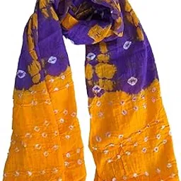 Kkrish Handcrafted Soft Touch Pure Cotton Bandhej (Bandhni) Stole, Multi color-image-13