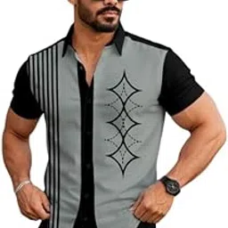 Men’s Stylish Printed Lycra Half Sleeve Shirt for Men & Boys Design No Sky 204 Black-picture-71