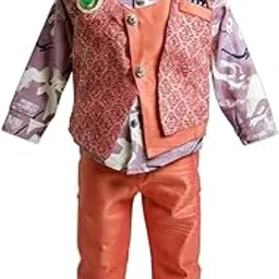 3 pic Suit, Kid's Suit Pant Set Coral Pink-picture-54
