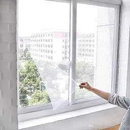 Janki Pre Stitched Fiberglass Mosquito Mesh Insect Net for Window with Self-Adhesive Hook Tape- White (8 * 8 ft)-picture-36