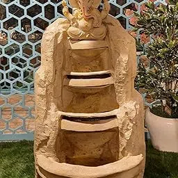 Water Fountain 3 Step Ganesh Fiber Water Fountain for Living Room Home Decor Garden Patio Deck Porch - Yard Art Decoration Gift Gifting with LED Lights Water Pump-image-27
