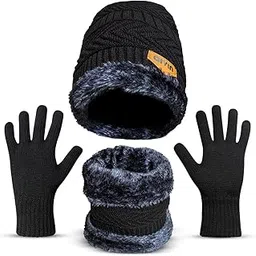 AIVIN Shield Winter Cap set, Woolen Cap, Beanie Cap, Winter Gloves, Mufflers and Neck Warmer Winter Clothes for Women and Men-picture-26