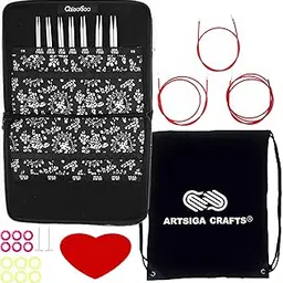 ChiaoGoo Twist Red Lace 5-Inch Small 7500-S Interchangeable Circular Knitting Needle Set, Sizes US 2, 3, 4, 5, 6, 7, 8, Stainless Steel with 3 Cords with Project Bag-image-35