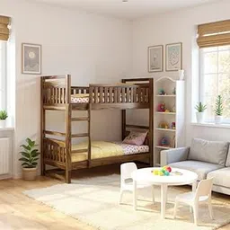 Amazon Brand - Solimo Solid Sheesham Wood Kubo Bunk Bed Twin Over Bed with Ladder Wooden Bunk Bed Without Storage for Bedroom Living Room Home (Teak Finish)-image-59