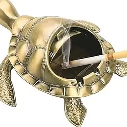 Turtle Ashtray Vintage with Lid, Metal Windproof Cigarettes Ashtray Ash Holder Tabletop Decorative Ornament for Indoor and Outdoor Use (Golden)-picture-16