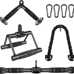 FSENTERPRISES LAT Pulldown Bar Attachments, Cable Machine Accessories for Home Gym, Triceps Rope Pull Down Equipment Weight Fitness & Power Exercise Set for Arm Strength Workout Training-picture-62