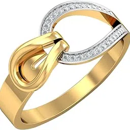 kuberbox 18KT Yellow Gold Buckle Clasp Ring for Women-picture-32