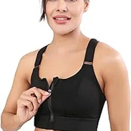 Bella Voste Women's High-Impact Polyester Spandex Sports Bra with Front Zip Closure, Criss-Cross Back, Sweat-Wicking, and Bounce Control – Available in Sizes M-4XL-picture-11