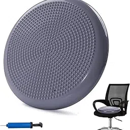 GISCO Stability Wobble Balance Board with Inflating Pump - 35 cm Diameter | Inflated Balance Stability Disc Cushion | Anti-Slip Balancer | Balancing Trainer Legs Core Workout (Grey)-image-11