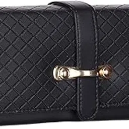 ll leather land designer bags Leather Land Women's Quilted Buckle Bi Fold Wallet,3 Multiple Zipper Compartments (Black)-picture-13
