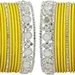 lavazza Stylish Mirror & Stone Work Premium Metal Bangles Set For Women & Girls | Bridal Chura Set Design | Chuda Set For Bridal | Women's Chuda Bangles | Fashion Jewellery- Set of 74 Bangles-picture-28