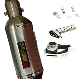 RA ACCESSORIES Akrapovic Silencer Universal Quad Cut, Carbon Stainless Steel Exhaust Silencer 36-51 mm Muffler Pipe for All Bikes/Motorcycle (Silver Plain)-picture-35