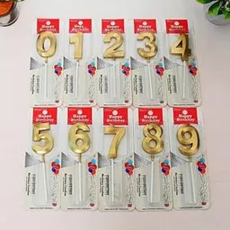 Party Port Shiny Metallic Gold Number Birthday Candles (0-9) - Cake Topper Decoration for Any Age, Anniversary, or Celebration-picture-52