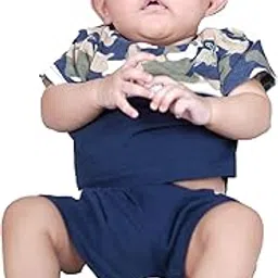 kidzo Baby Boys Classic Fit Cotton T-Shirt and Short Set | Black-3 | 3-6 Months | KIDS12805-picture-11