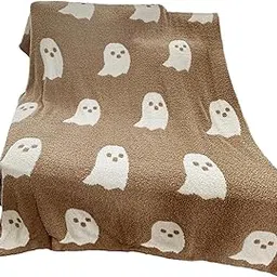 ATORSE Ghosts Design Blanket Keep Warm Travel Blankets for All Season Sofas Couches Khaki 130cmx180cm-picture-13