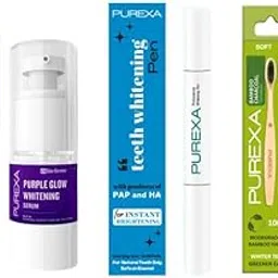 PUREXA Teeth Whitening Combo- Purple Glow Teeth Whitening Toothpaste, 30ml + Instant Teeth Whitening Pen, Peroxide Free, 2ml + Bamboo Soft Bristles Toothbrush with Activated Charcoal, Pack of 2-image-22