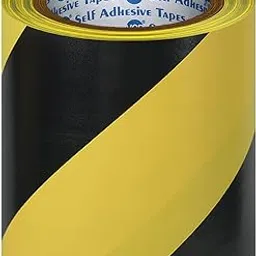 VCR Black & Yellow Floor Marking Tape - 18 Meters in Length 144mm / 06" Width - 1 Roll Per Pack - Waterproof Social Distancing lane Marking Tape for Safety, Hazard and Caution Warnings-picture-19