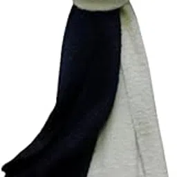 voici France Women's Casual Soft and Warm Woolen Muffler for winter Black and Off white color super big size-picture-36