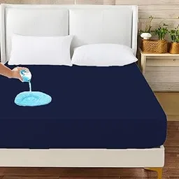 100% Waterproof Mattress Protector | Terry Cotton Ultra Soft Breathable Mattress Cover | Fitted Style Bed Protector for Queen Size Bed | Fits 8-10 Inches (Size 78 x 60, Navy Blue)-picture-18