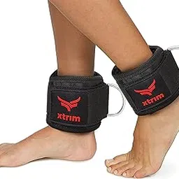 XTRIM Durafit Unisex Stylish Ankle Straps with Metal D-Rings for Cable Machine, Kickbacks and Glutes Workouts, Adjustable Ankle Straps, Curls & Hip Abductors with Padded Neoprene Support (Red)-image-96