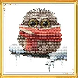 Cross Stitch Embroidery Kit, Anchor Cross Stitch Kit Anchor Stitching Kit for Cross Stitch Enthusiasts, Stitch Kit with Owl Pattern, 11CT 24x28cm for Giving and Display-picture-10