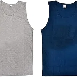 hivata Fancy Gym Vest for Men & Boys Sports Running Cotton Sleeveless Vest/Baniyan Modern Fit Solid Inner wear in Blue & Grey Color Pack of 2-picture-18