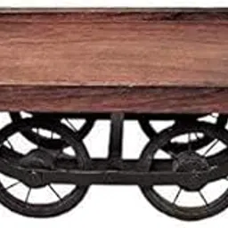 SEHAR Industries Wooden Thela Trolley Tray – Handcrafted Wooden Serving Tray with Wheels | Thela Serving Cart for Dining Table, Snacks & Beverages-picture-26