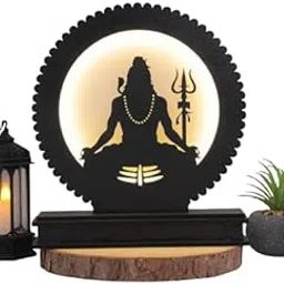 Laser Art Lord Shiva LED Backlit Table Lamp with Power Adapter - Spiritual MDF Wooden & Acrylic Decor Light, 8.25" H X 7.75" W, Serene Meditation Ambiance-image-9