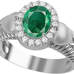 sidharth gems 14.00 Ratti Certified Natural Zambian Emerald Panna Silver Plated Rectangle panchdhatu Adjustable Ring for Women's and Men's-picture-20