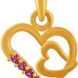 p.c. chandra jewellers P.C Chandra Jewellers 14Kt (585) Yellow Gold Double Hearts With Pink S Pendant For Women & Girls - 0.92 Gram-picture-25