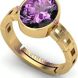 7.25 Ratti 6.00 Carat Amethyst Purple Crystal Stone Gold with Metal Adjustable Ring for Astrological Purpose for Men and Women-image-63