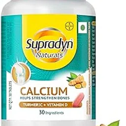 Supradyn Naturals Calcium With Vitamin D 400IU (Veg), Magnesium Supplement, Zinc & Turmeric | For Bone health and Joint support, 30 Tablets for Men and Women-image-29
