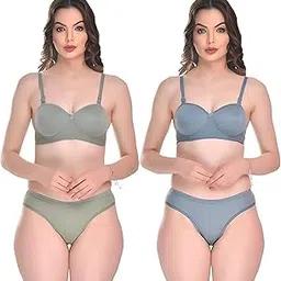 Women's Lingerie Set Half Padded Non-Wired Women Cotton Bra Panty Set Sexy Bra Panty Set-picture-40