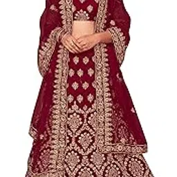 manvaa Women's Velvet Lehenga Choli (VELVETQN21M_Maroon_Free Size)-picture-35