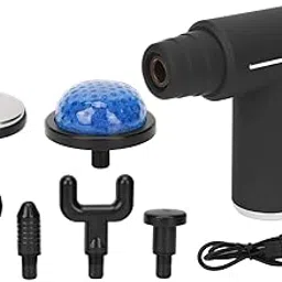 Dayanidhi Handheld Deep Tissue Massager | 6 Massage Heads, 1800mAh Battery, Type-C Charging | Super Quiet 50dB Portable Massage Gun for Muscle Pain Relief with 6 Speed Levels - Black-picture-28