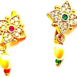 nikyanka Pressing nose pin stud non piercing clip on gold plated stylish nose ring without piercing for womens and girls(pack of 2)-picture-21