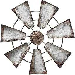 ATORSE Windmill Wall Sculpture Craft Iron Art for Living Room Office Indoor Outdoor Round 7 Leaf|Home & Garden|Other Home & Garden-image-73