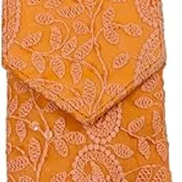 Multicolored Embroidered Lucknowi Mobile Pouch for Women with Waist Clip and Belt (Orange)-image-3