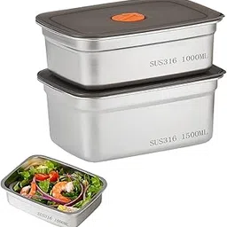 sharuja Fridge Storage Box 1000ml & 1500ml 316 Stainless Steel Food Storage Containers | Food Grade, Leakproof Kitchen Organizer | Freshness Locking, Microwavable & Freezer Safe-picture-23