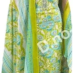 Dress material women salwar kameez dupatta cotton fabric unstitched free size 3 piece suit Golden earing free-picture-59