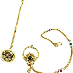 risyanka jewels women stylish brass gold plated borla and nathiya RJ883-picture-35