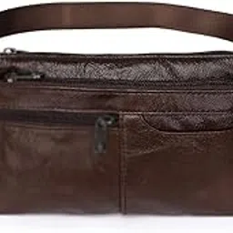 Waist Pack, Men's Genuine Leather Bag Belt Bag Leather Fanny Pack Waist Male Fashion Luxury Small Bags Waist Pack Small Shoulder Bags (Color : Coffee)-picture-18
