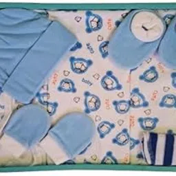 Cotton Newborn Baby Clothing Gift Set – 7 Pcs | Unisex 0-3 Months Baby Clothes Essentials | Ultra Soft 100% Cotton Gift Pack with Box Packaging | Ideal Baby Shower Gift for Boys & Girls (Blue)-image-70