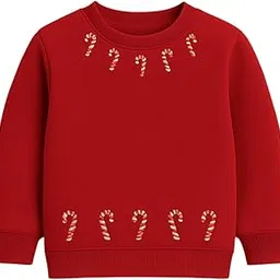 Red Christmas Candy Print Cotton Full Sleeve Kids Sweatshirt for Light Winter-picture-17